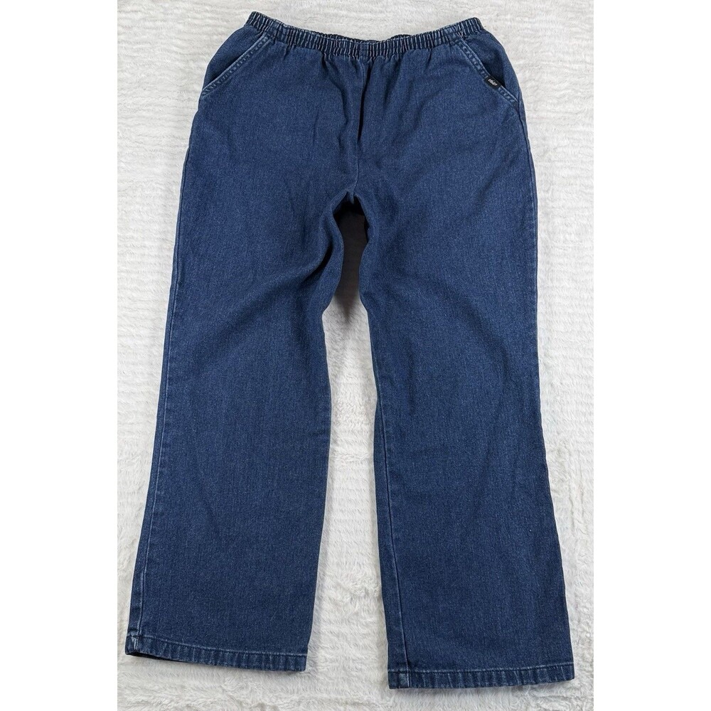 Chic Pull On Jeans - Womens 12P Blue Elastic Waist High Rise Stretch Petite